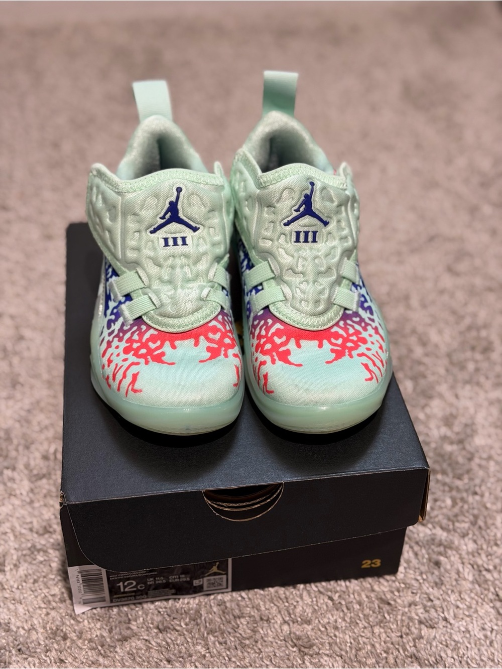 Jordan Kids' Mint & Coral Basketball Sneakers